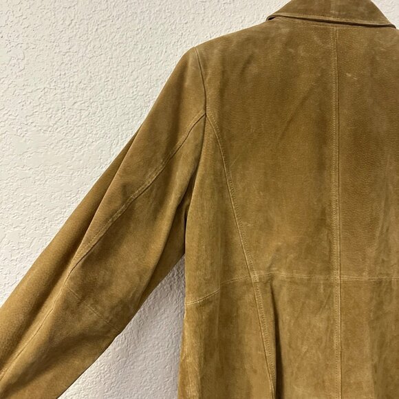 Dennis Basso Suede Leather Tan Coat Jacket Size XL NWT Turnkey Button Classic - Picture 4 of 14
